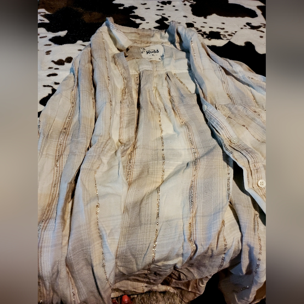 Women's Beige Flanney Shirt With Shimmer Thread